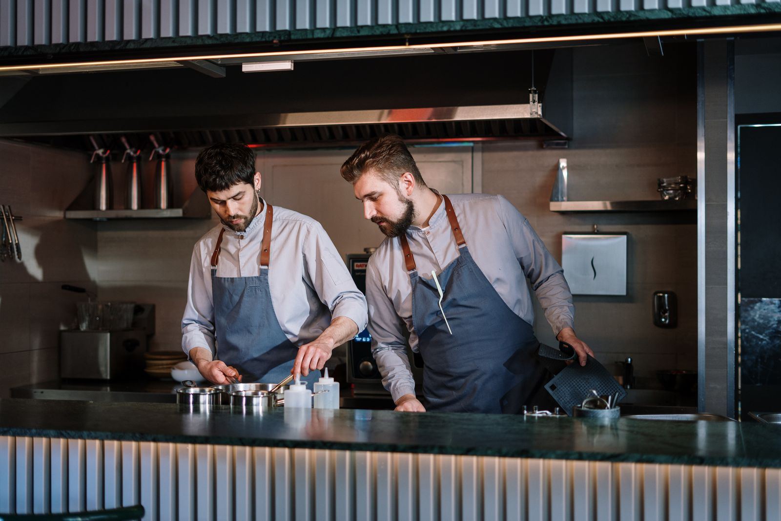 Chefs at work in a kitchen